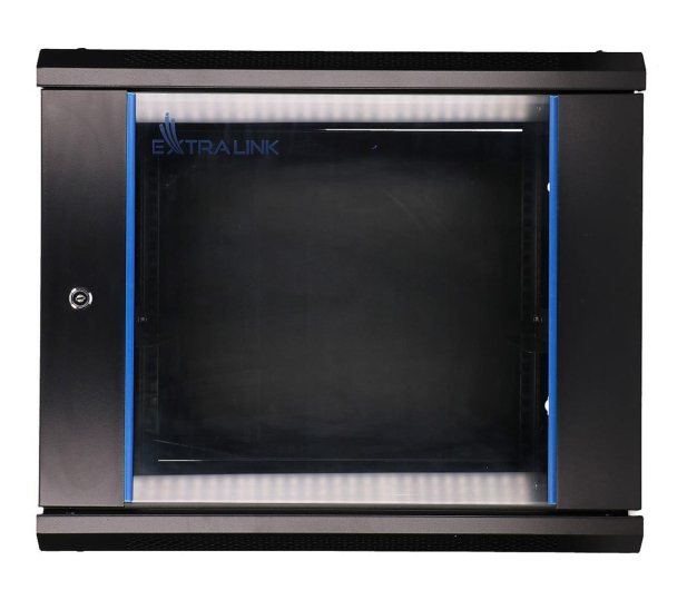 Extralink Szafka wisząca rack 9U 600x600 czarna szklane drzwi EX.3968 - 489306 - zdjęcie